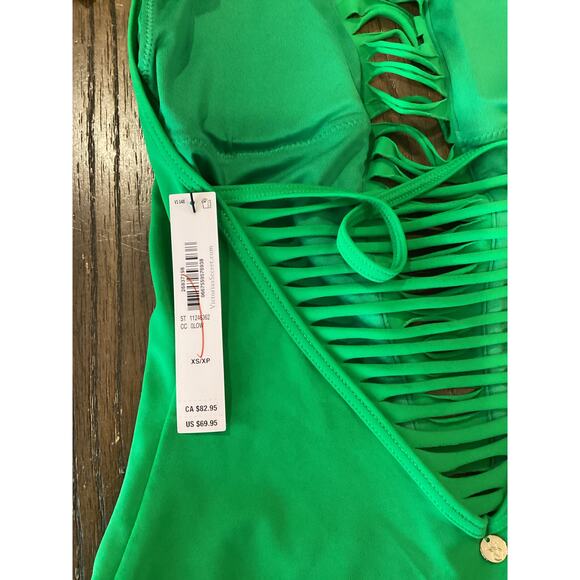 Victoria's Secret VS Archives Swim Strappy High-Neck One-Piece Green Swimsuit XS - Picture 3 of 4